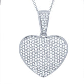 0.59ct 14k White Gold Diamond Pave Heart Necklace